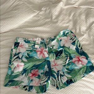 Tommy Bahama Green and Pink Shorts with Tropical Print - Size L